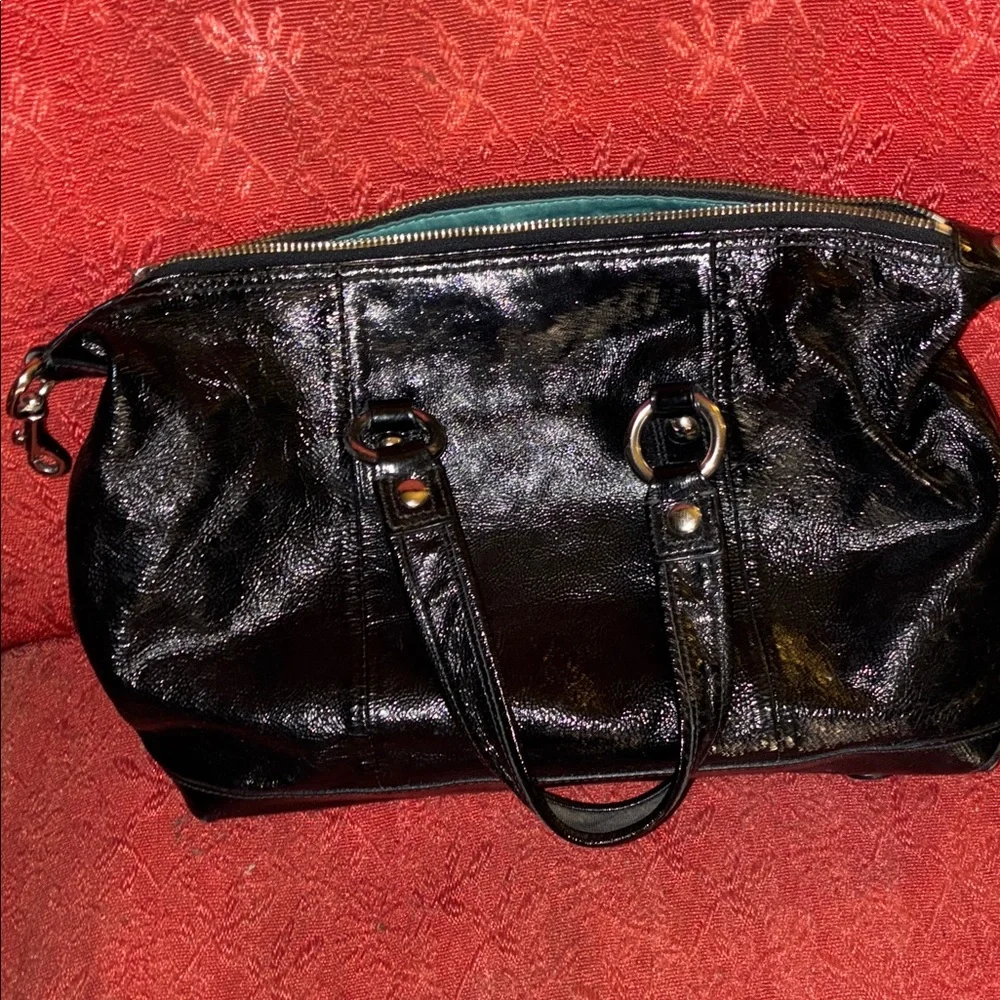 Coach Black Leather Satchel with Silver Accents - Picture 6 of 6
